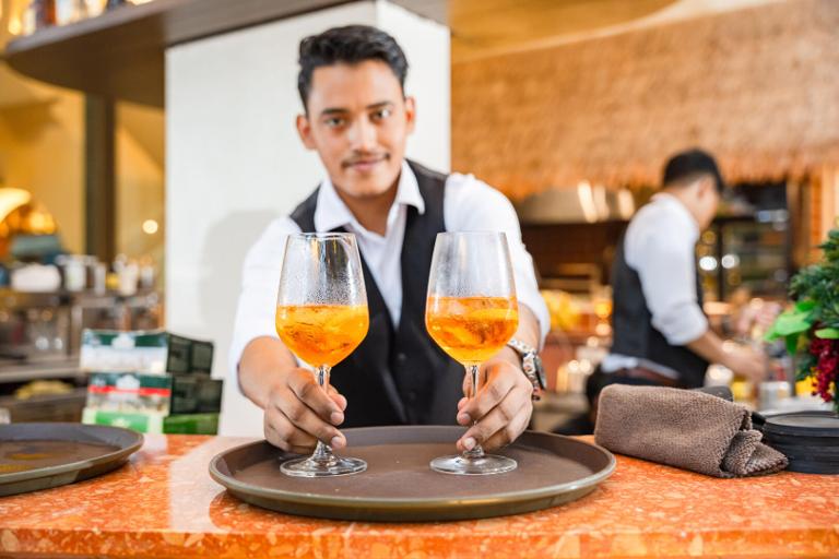 Cocktails lined up on the SOLH bar